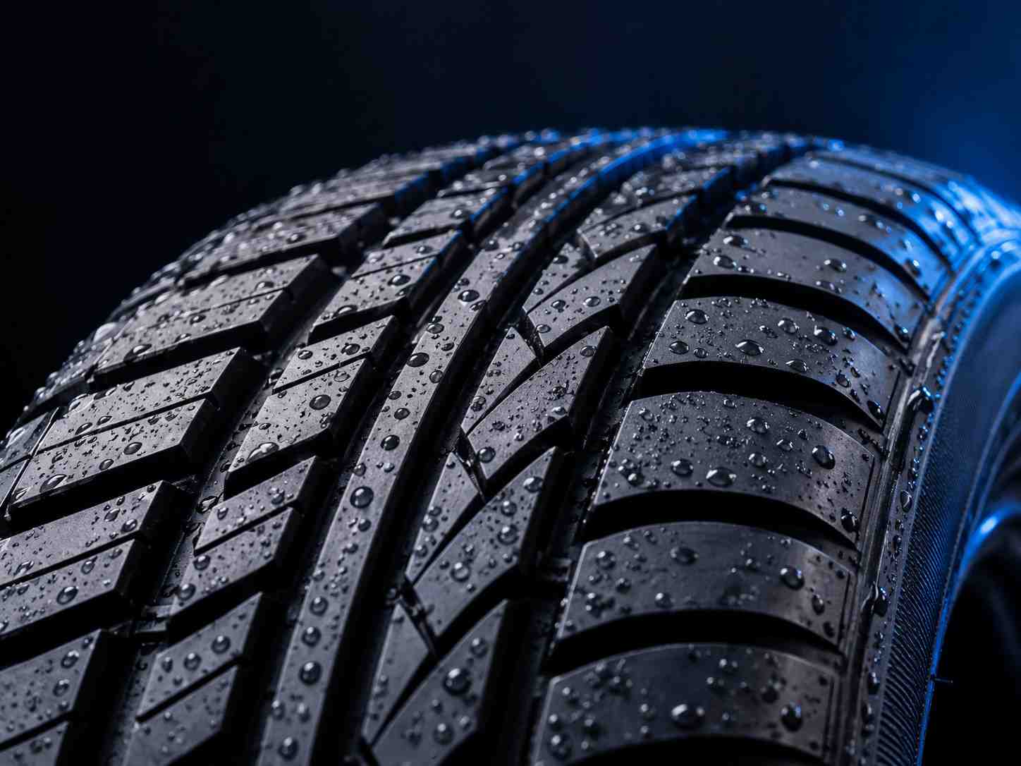 Close-up of a brand-new all-season tire tread