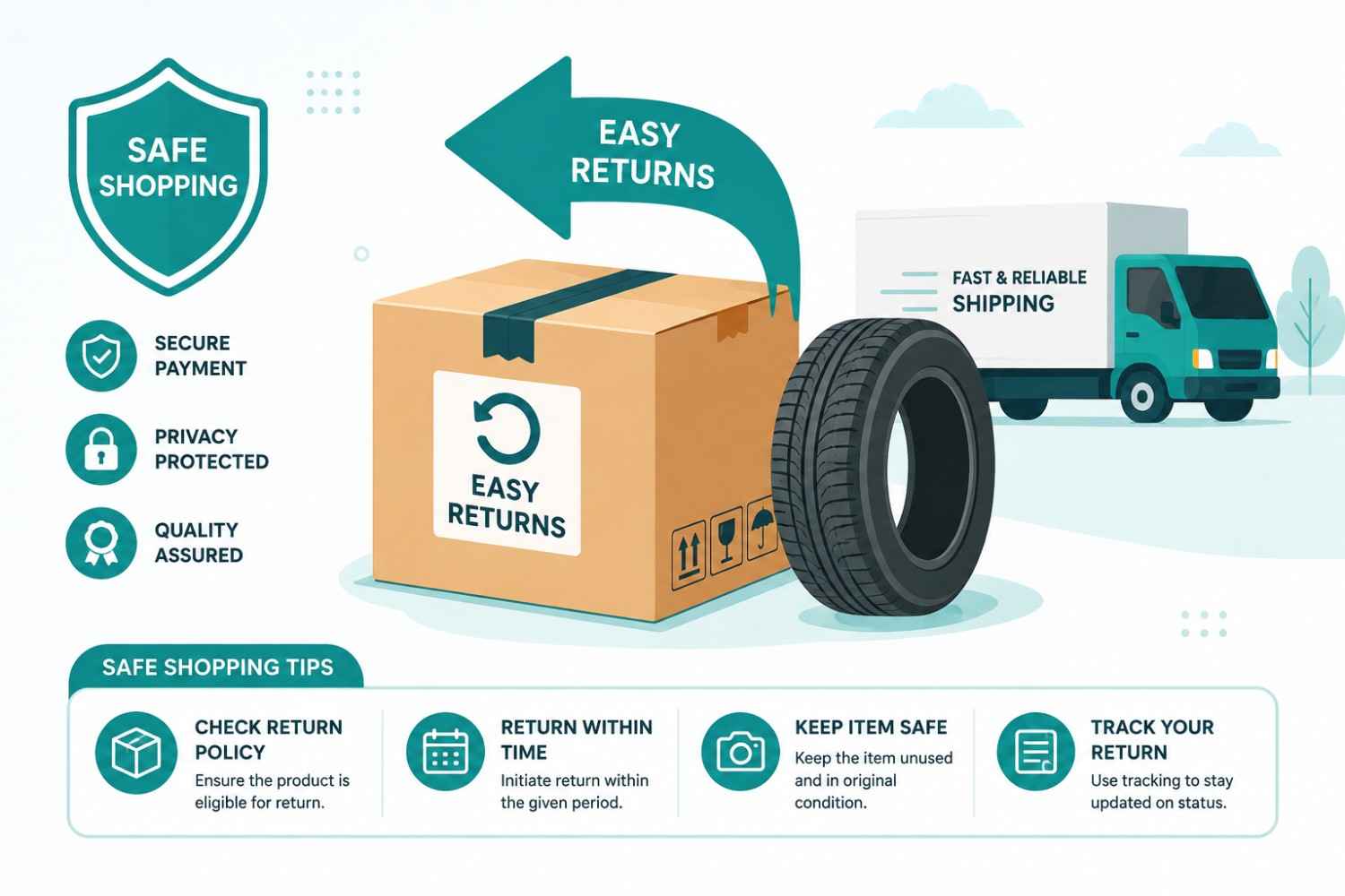 Tire return policy and safe online shopping tips