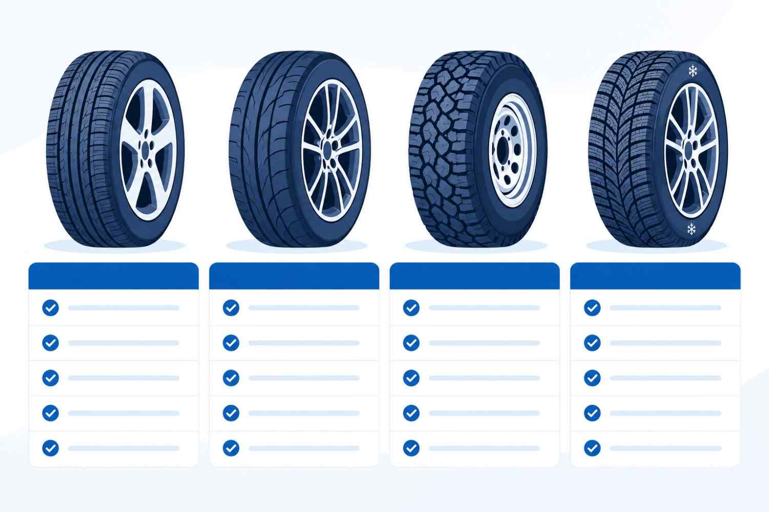 Tire comparison guide: all-season, summer, all-terrain, and winter tires