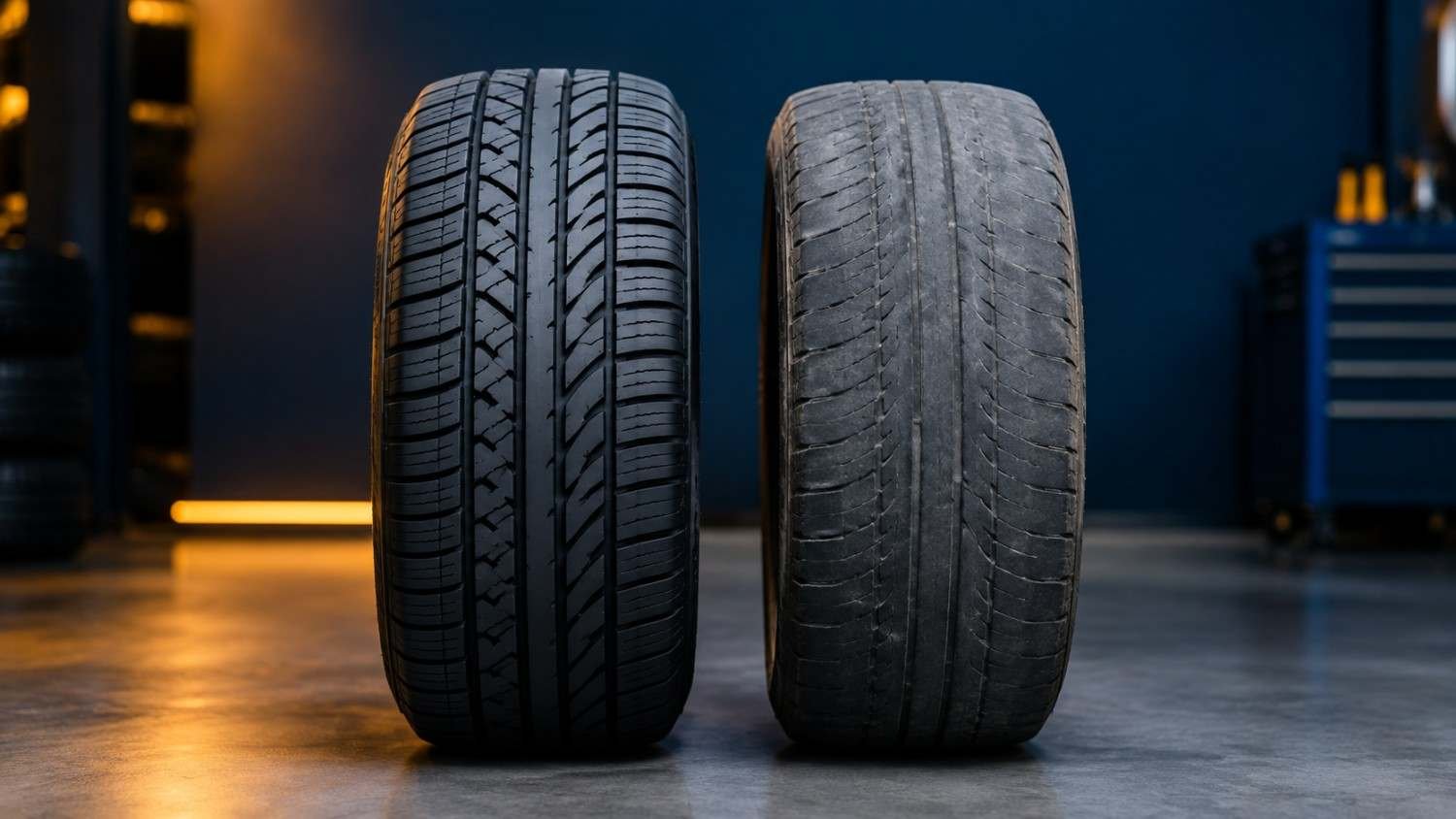 How long do tires last: comparison of a new tire and a worn tire