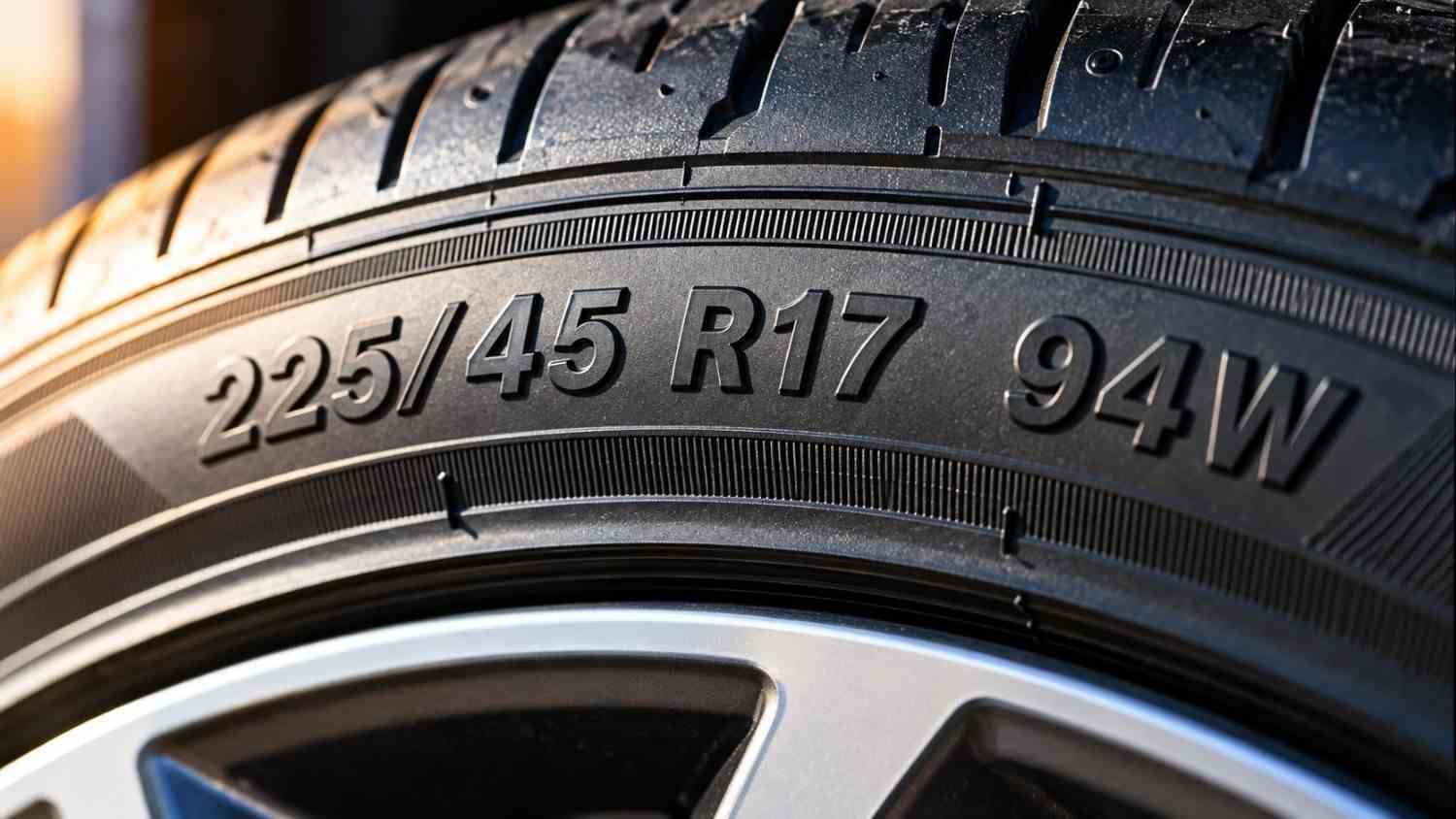 Tire sidewall showing size and speed rating for ordering online